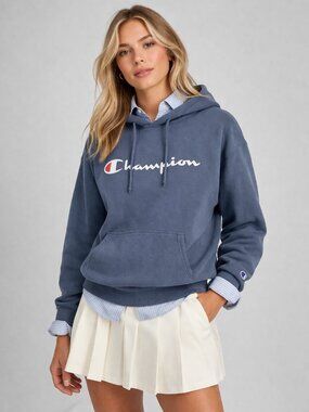 Vintage Champion Long Sleeve Blue Hoodie